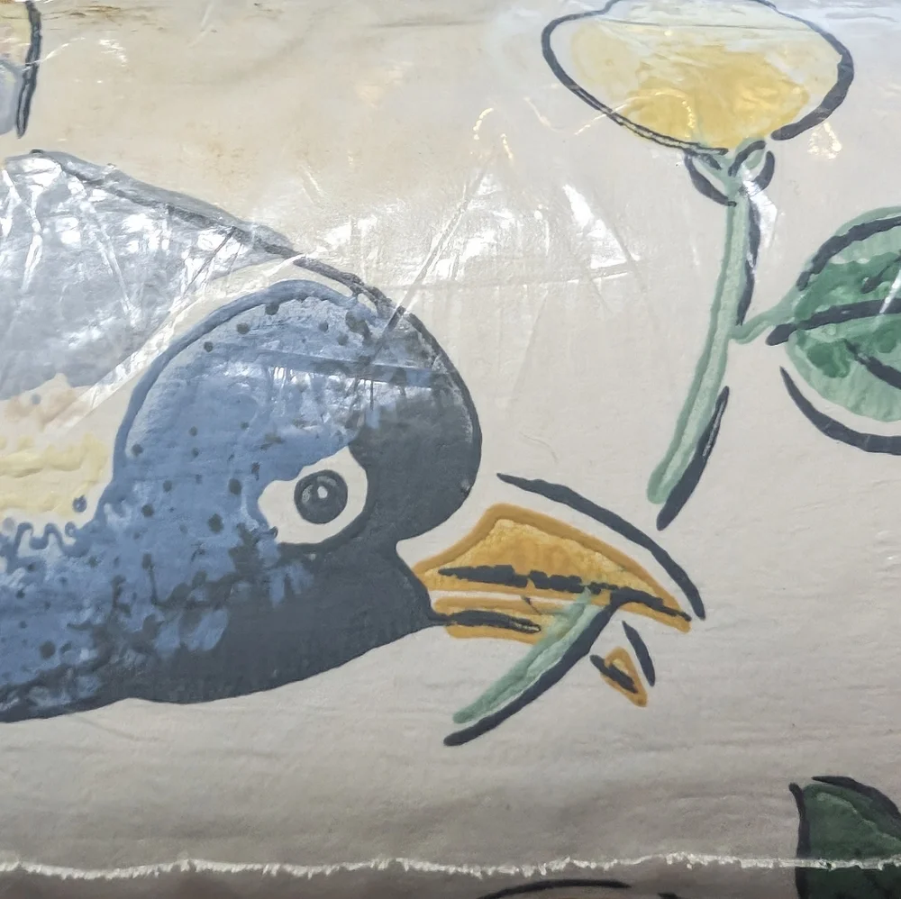 Vintage Floral Scrabble Bird Stick Wallpaper